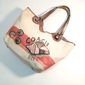 Coach Beach Watercolor Shells Tote
